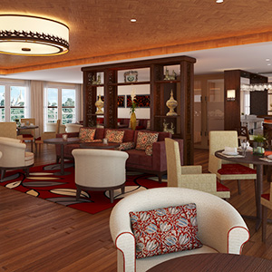 Avalon Waterways Myanmar river cruise ship's relaxing lounge