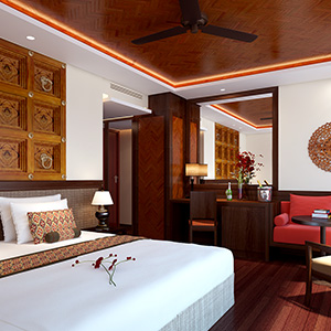 Avalon Waterways Myanmar river cruise ship's beautiful standard room